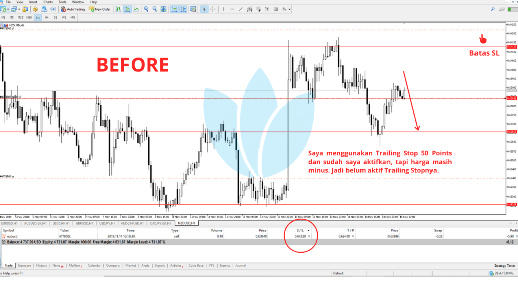 Contoh Penggunaan Trailing Stop Before