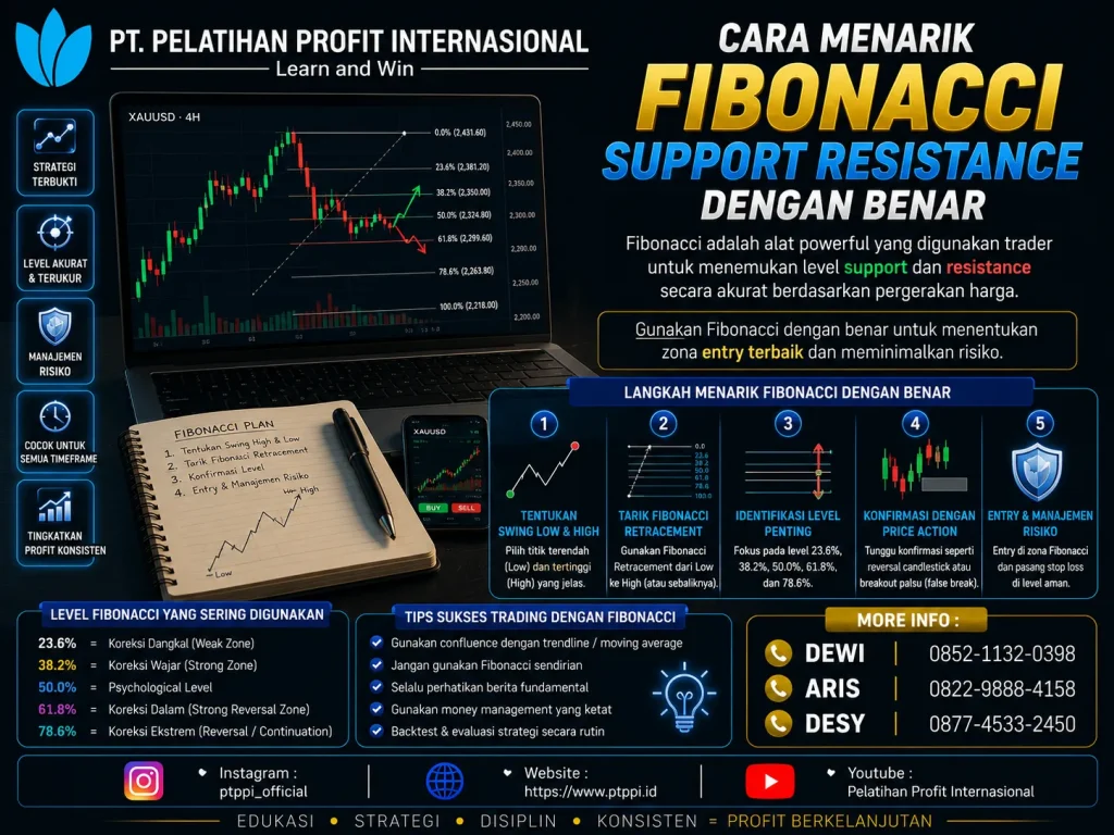 Cara Menarik Fibonacci Support Resistance dengan Benar