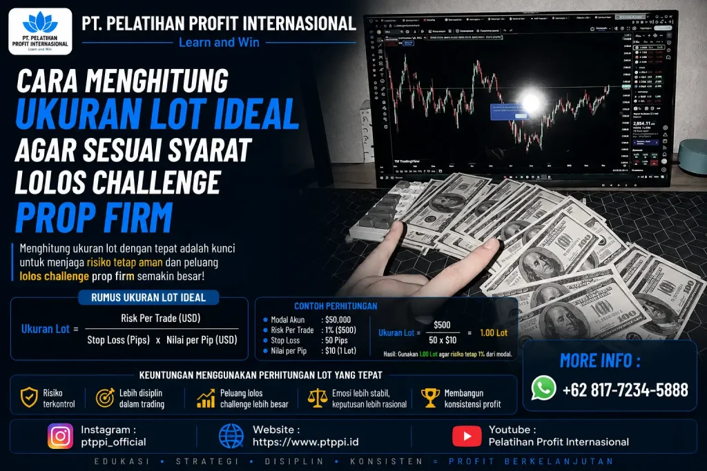 Cara Menghitung Ukuran Lot Ideal Agar Sesuai Syarat Lolos Challenge Prop Firm